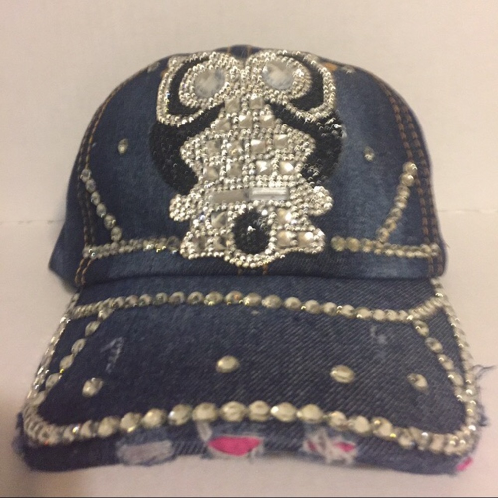 ♥️  Blue Jean Studded Baseball Cap Bling Hat